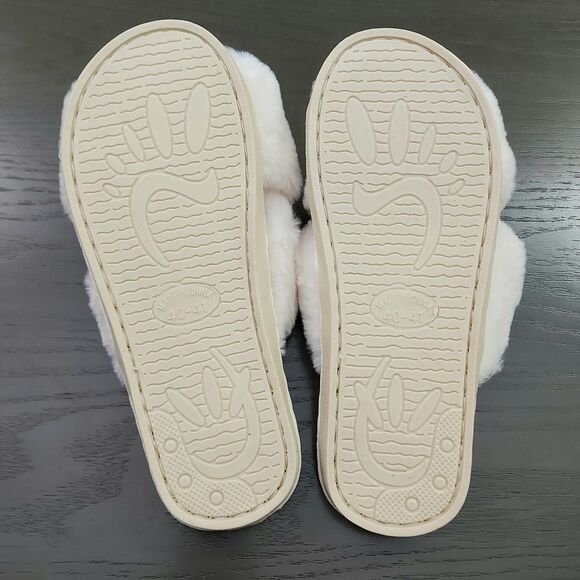 Wedding I Do Bride Slippers Size 40-41 Ivory Slip On Fluffy Wedding Anniversary - Picture 11 of 12